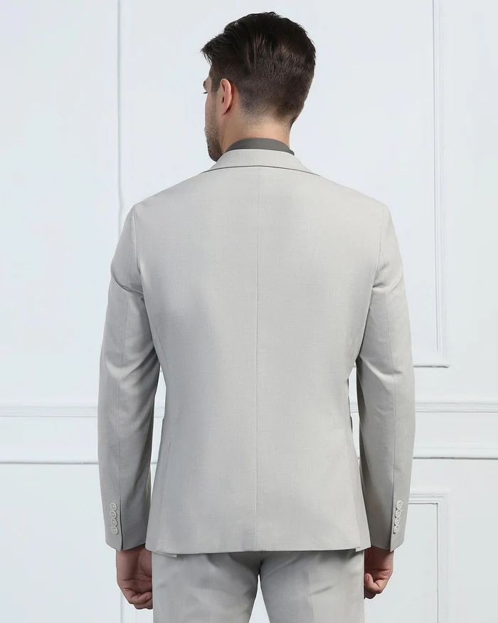 Two Piece Beige Solid Formal Suit - Connor - Image 3