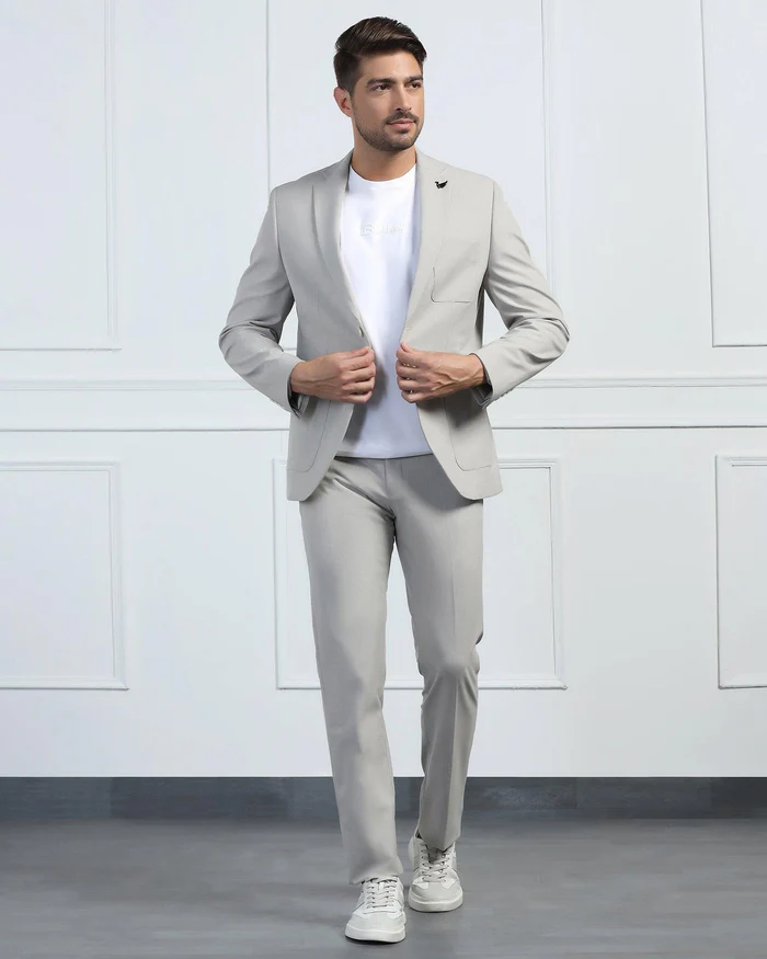 Two Piece Beige Solid Formal Suit - Connor - Image 7