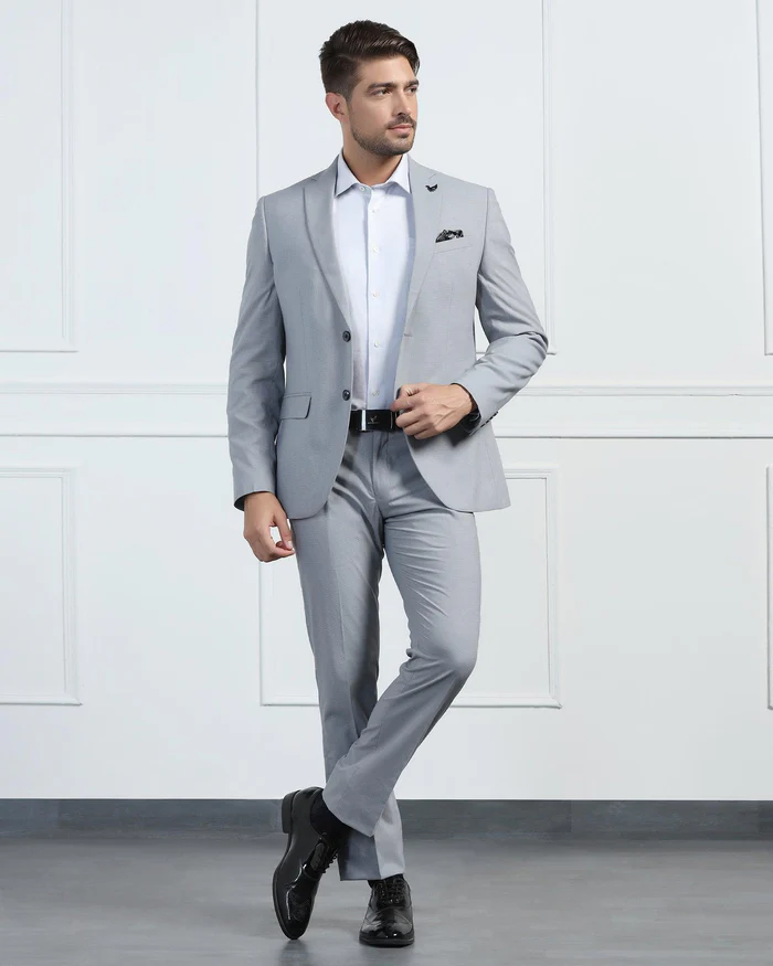 Two Piece Grey Textured Formal Suit - Pax - Image 4