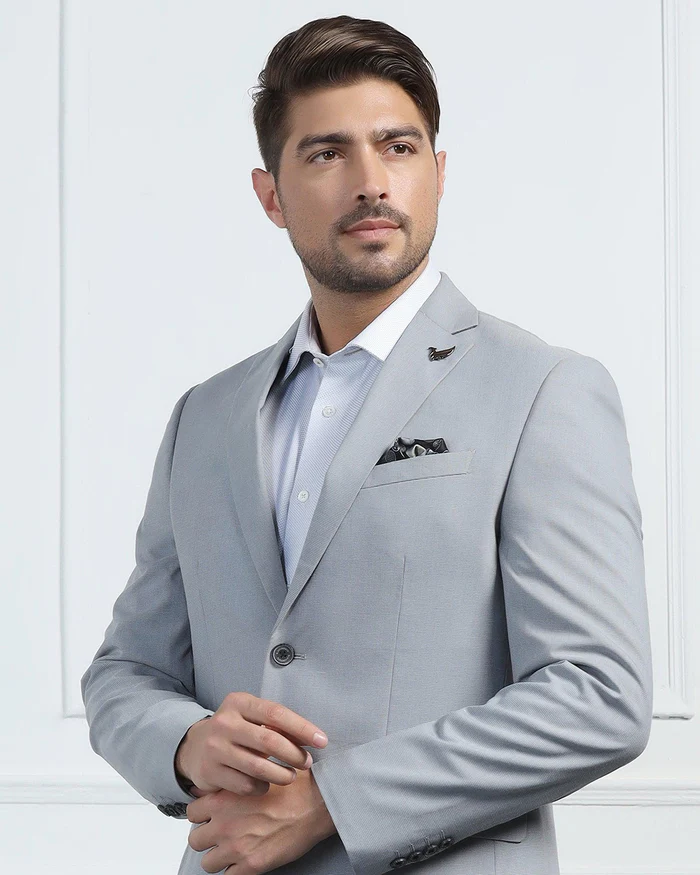 Two Piece Grey Textured Formal Suit - Pax - Image 5