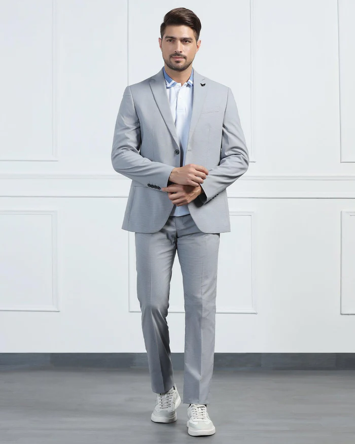Two Piece Grey Textured Formal Suit - Pax - Image 8