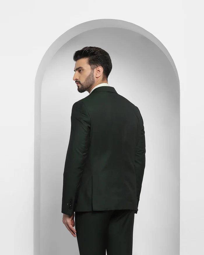 Luxe Three Piece Green Solid Formal Suit - Cyprus - Image 9