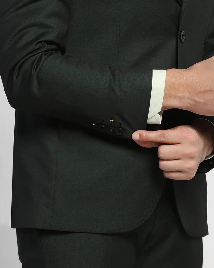 Luxe Three Piece Green Solid Formal Suit - Cyprus - Image 6