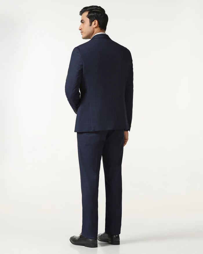Blue Three Piece Check Suit - Qester - Image 8