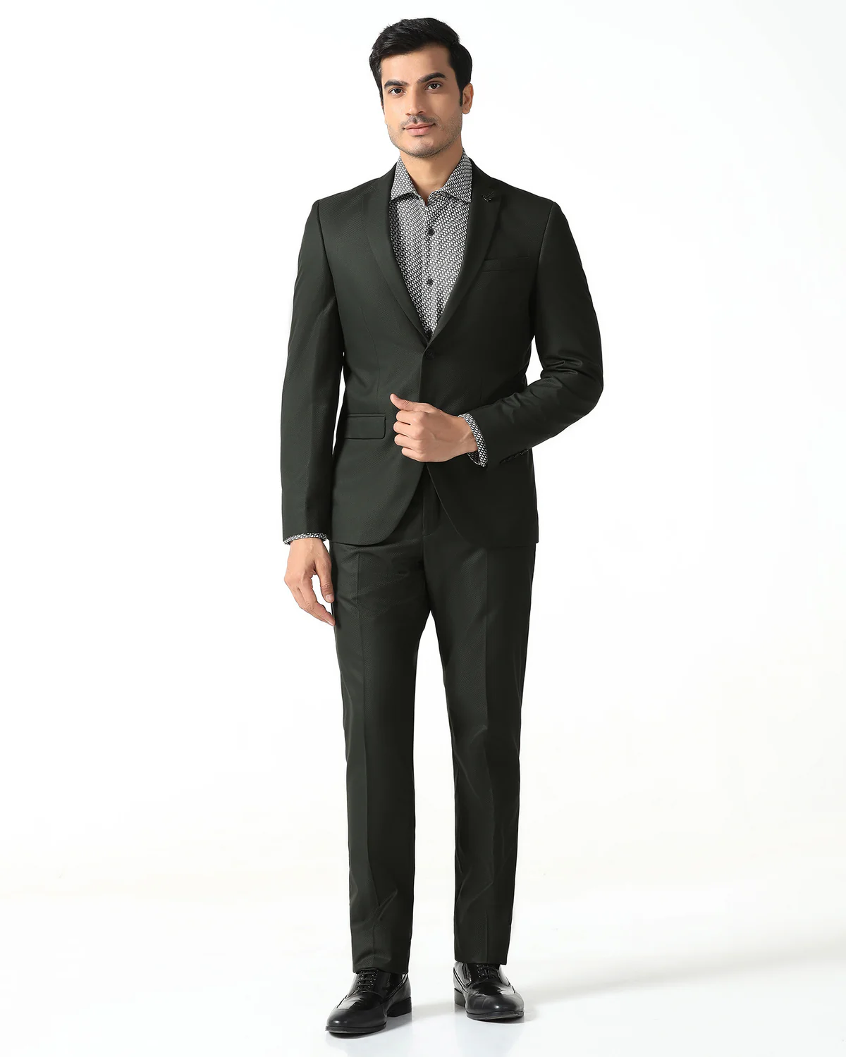 Dark Green Two Piece Textured Suit - Qualcom - Image 9