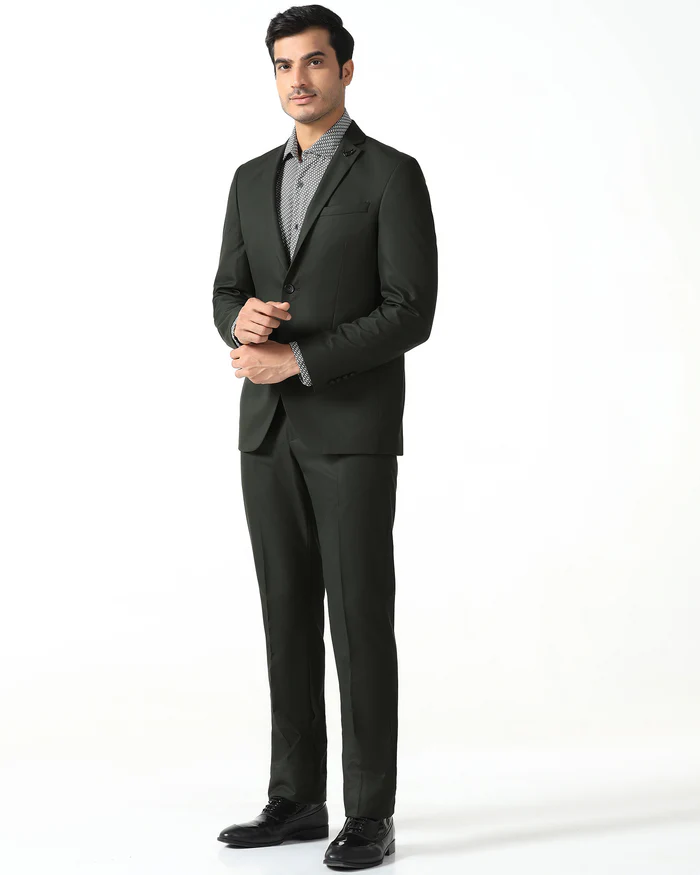 Dark Green Two Piece Textured Suit - Qualcom - Image 7
