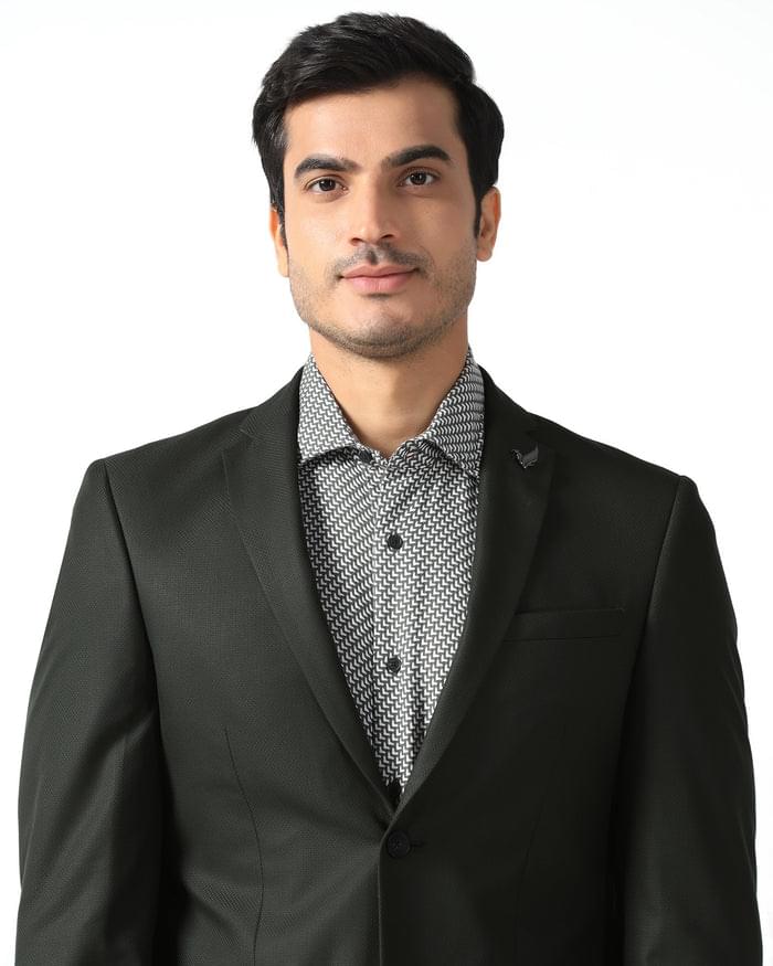 Dark Green Two Piece Textured Suit - Qualcom - Image 5