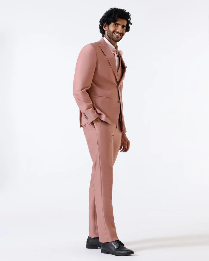 Pink Three Piece Solid Suit - Flint - Image 3