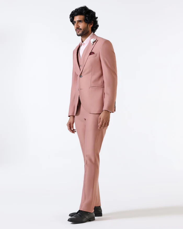 Pink Three Piece Solid Suit - Flint - Image 9
