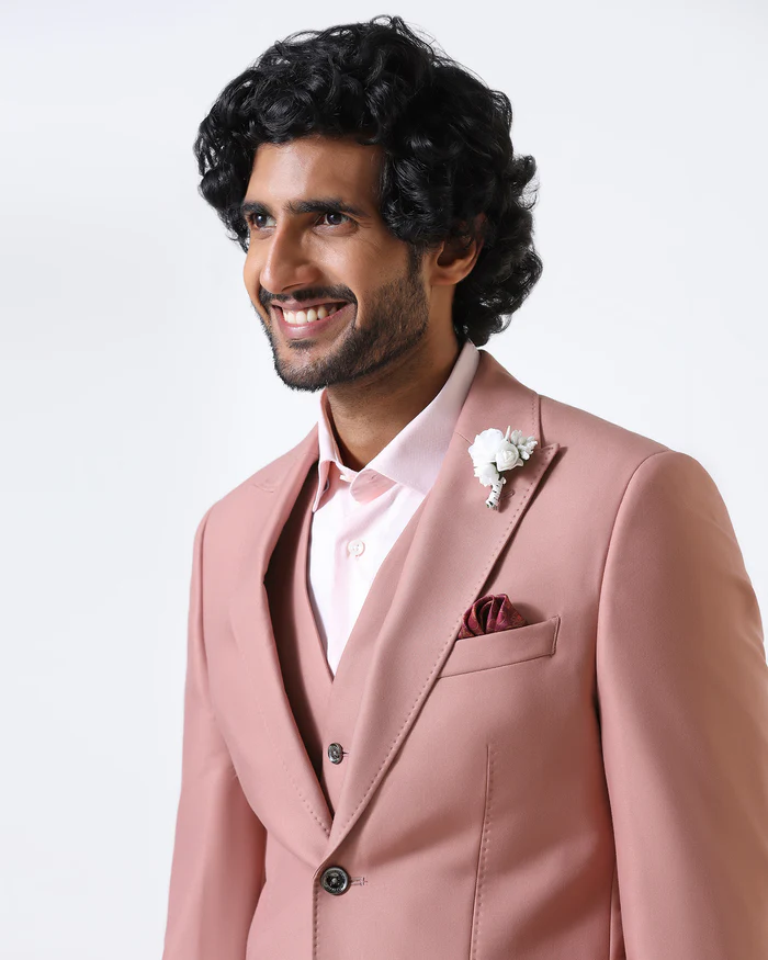 Pink Three Piece Solid Suit - Flint - Image 8