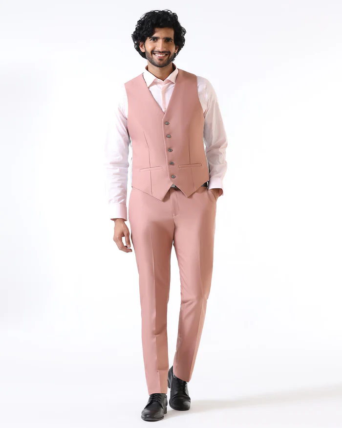 Pink Three Piece Solid Suit - Flint - Image 7