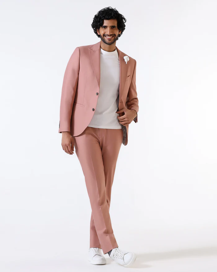 Pink Three Piece Solid Suit - Flint - Image 6