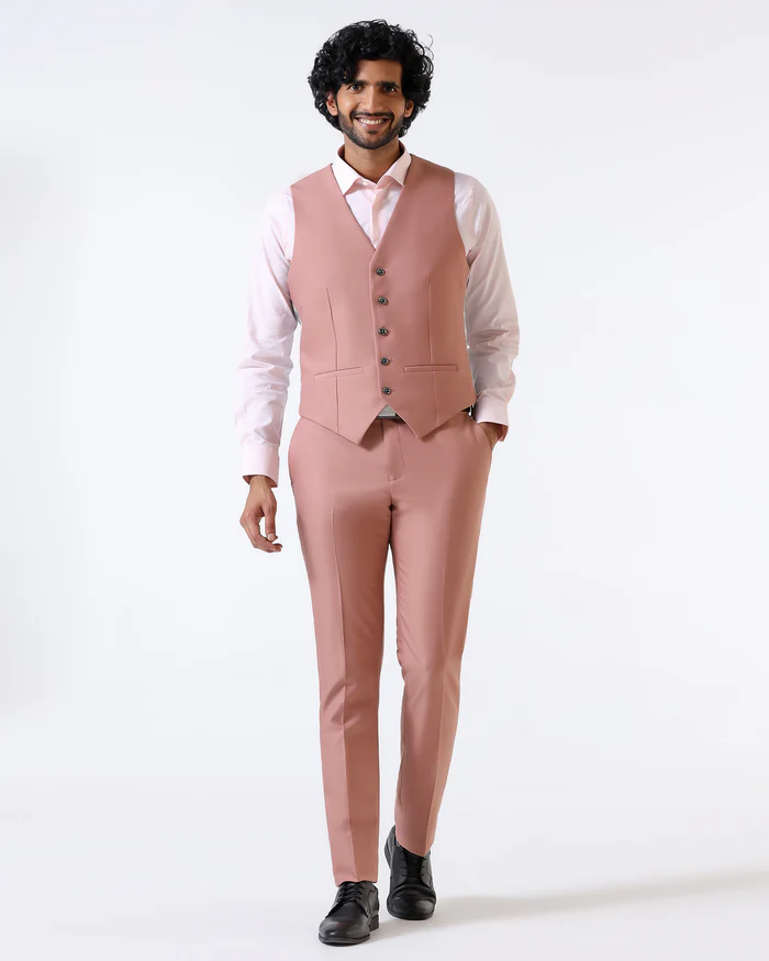Pink Three Piece Solid Suit - Flint - Image 5