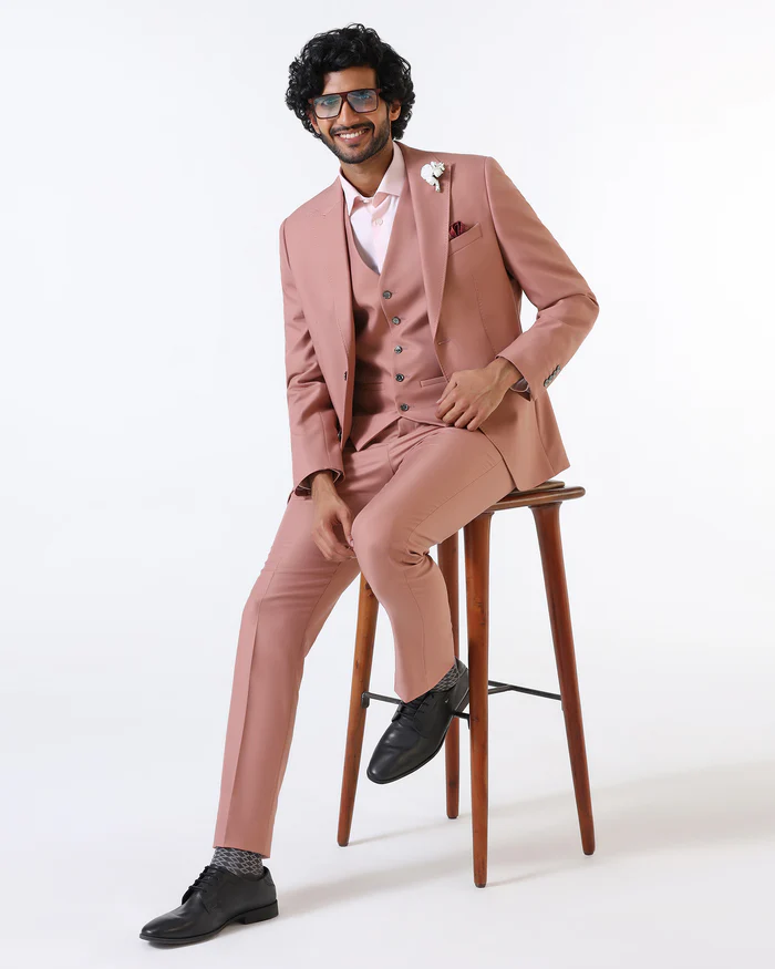 Pink Three Piece Solid Suit - Flint - Image 4