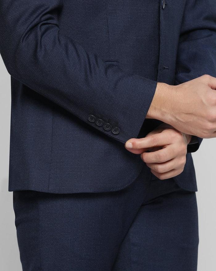 Tuxedo Two Piece Navy Textured Formal Suit - Ezra - Image 5