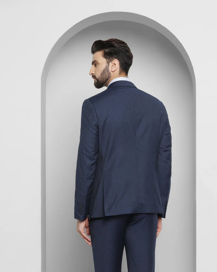 Tuxedo Two Piece Navy Textured Formal Suit - Ezra - Image 4