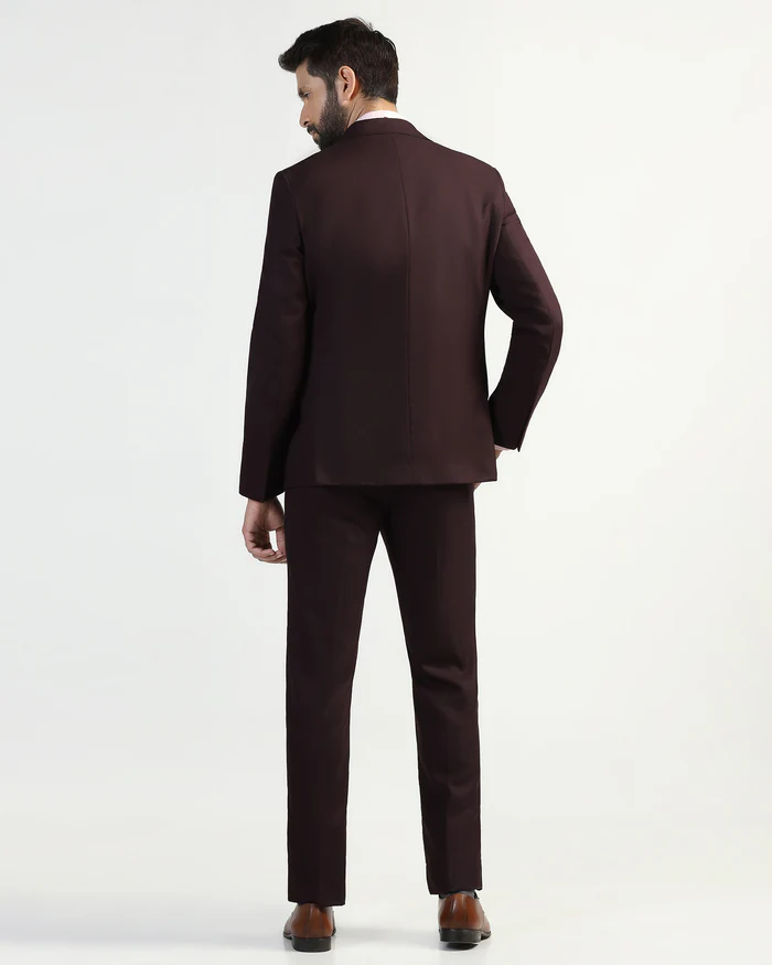 Three Piece Wine Textured Formal Suit - Kepner - Image 9