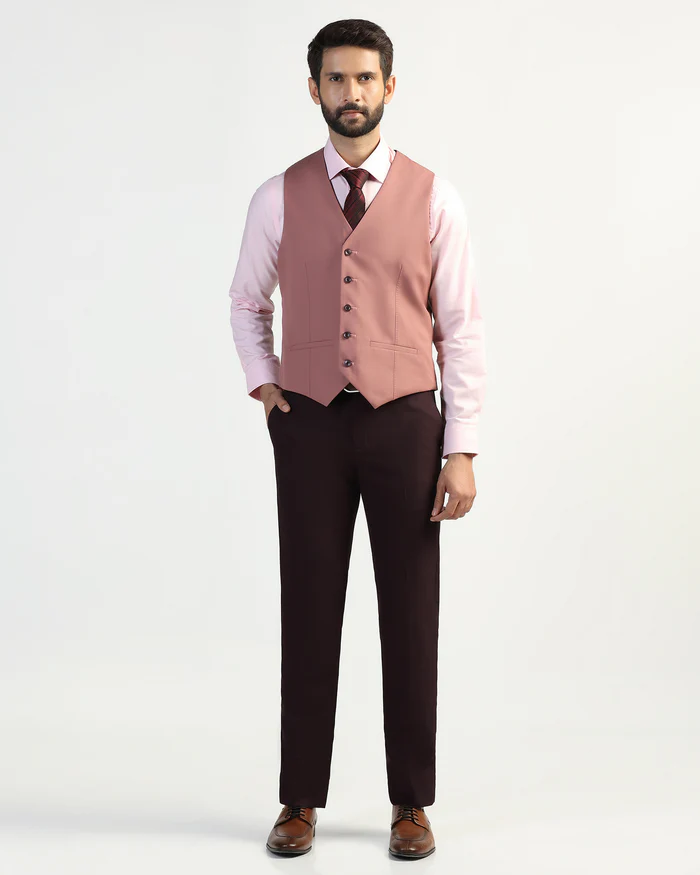 Three Piece Wine Textured Formal Suit - Kepner - Image 5